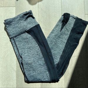 Grey Leggings with Black Mesh Side Panels